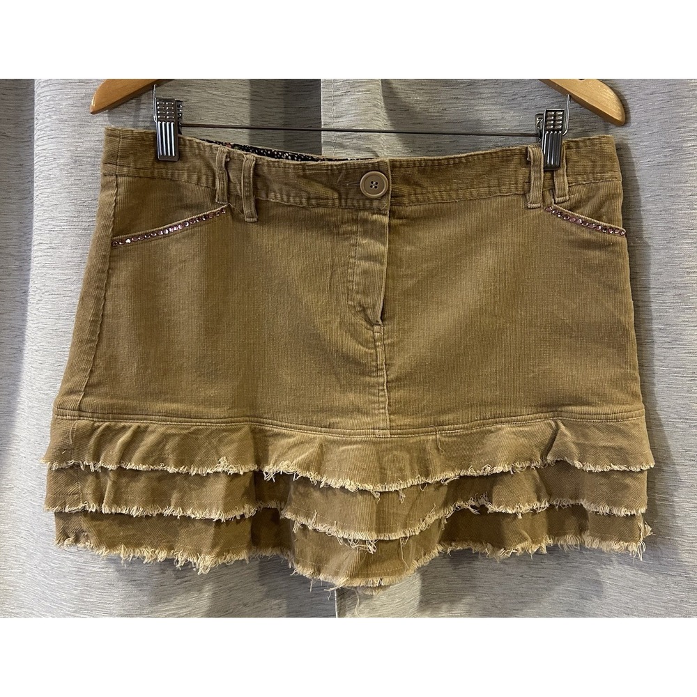 Vintage Star City Tiered‎ Micro Mini Corduroy Skirt Size 11